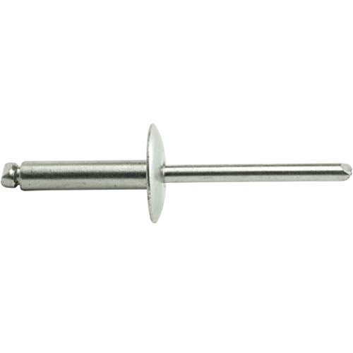 Fastenere Large Flange Pop Rivets - 5/32" x 1/2" (25 Pack) Heavy Duty, Stainless Steel Blind Rivets, Open End 5-8 Grip Range .376" - .500", Corrosion Resistant, High Tensile & Shear Strength - size: 5/32" x 1/2" (5-8) (25 Pack)