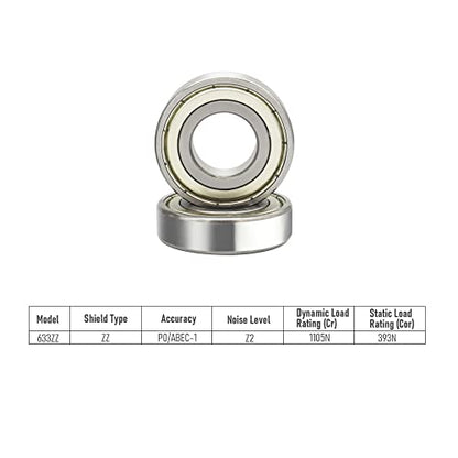 633ZZ 10 PCS Deep Groove Ball Bearing 3×13×5mm Double Metal Shielded Ball Bearing Chrome Steel P0 Z2 Bearing for Industrial Machine,Power Tools and Mechanical Equipment - size: 633ZZ Size 3×13×5mm