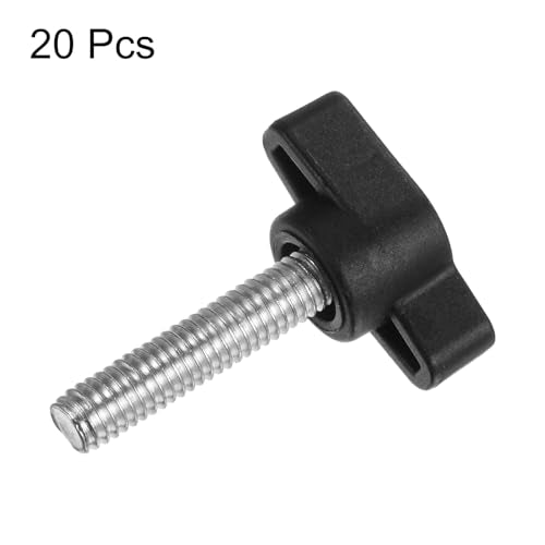 HARFINGTON 20pcs Tee Wing Thumb Screws M6 x 25mm Standard Male Thread Plastic T Knobs Handles Hand Clamping Knobs Grip Thumbscrew, Black - color: Black, size: M6 x 25mm