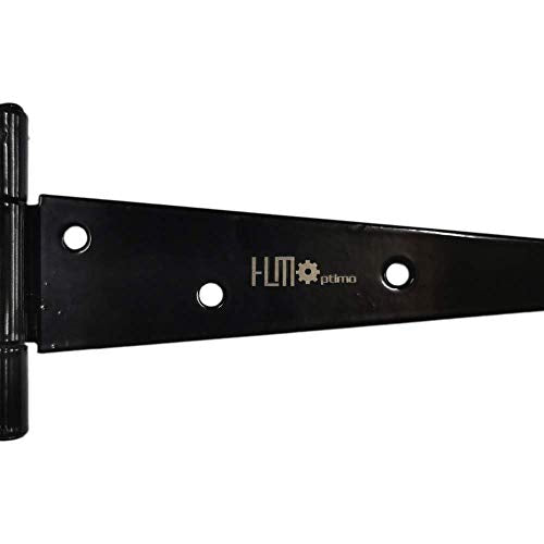 HLMOptimo Heavy Duty T Hinge Tee Hinge T Strap Hinge Shed Hinge Gate Hinge Barn Hinge Fence Hinge Door Hinge Wrought Rustproof All Size Black (6 pcs, 10 inch - size: 10 Inch, style: 6 pcs