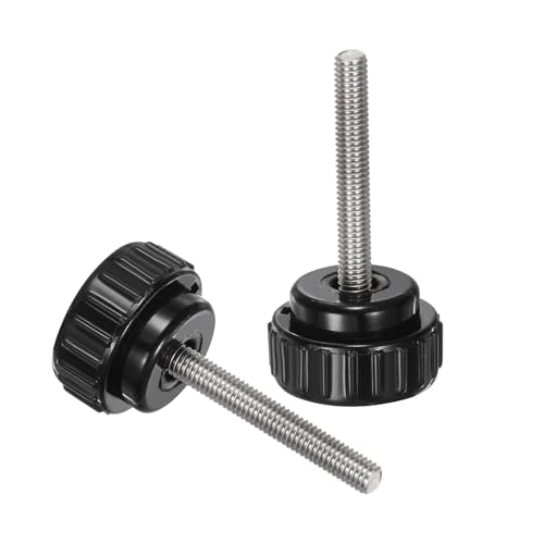 uxcell 4pcs Knurled Clamping Knobs M5 x 45mm Metric 304 Stainless Steel Male Thread Thumb Screw on Type 25mm Plastic Round Head Threaded Hand Bolt Stud Knobs Black - size: M5 x 45mm x 25mm