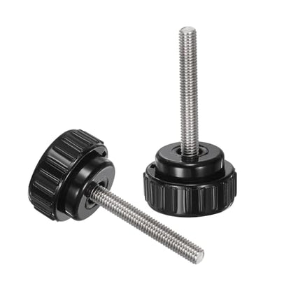 uxcell 4pcs Knurled Clamping Knobs M5 x 45mm Metric 304 Stainless Steel Male Thread Thumb Screw on Type 25mm Plastic Round Head Threaded Hand Bolt Stud Knobs Black - size: M5 x 45mm x 25mm