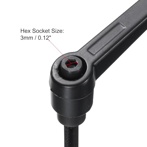 uxcell 5pcs Adjustable Clamping Lever Handle M6 x 15mm Metric Black Oxide Carbon Steel Male Threaded Stud Hand Knobs Ratchet Rotating Screw Handles Bolts with Locking Lever Black - size: M6 x 15mm
