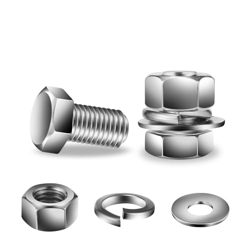 1/4-20 x 3/4" Hex Head Screw Bolt, Nuts, Flat & Lock Washers, 20Pcs 18-8 (304) Stainless Steel, Fully Threaded, by SG TZH - size: 1/4-20 x 3/4"