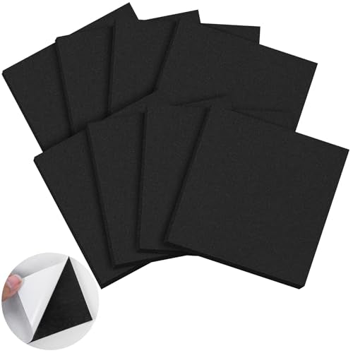 ToLanbbt 8 PCS Adhesive Foam Padding Sheets Closed Cell Neoprene Foam Sheet 1/2" Thick, 6" x 6" Self Stick Insulation Anti Vibration Pads Anti-Slip for Furniture, Cars, Speakers, DIY - size: 6" x 6" x 1/2"