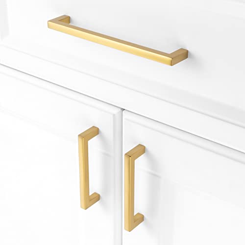 KOOFIZO 10 Pack 3-3/4 in Brushed Gold Cabinet Pulls, Drawer Handles 1816 - color: Brushed Gold, size: 3-3/4" CC - 10Pcs, style: Modern