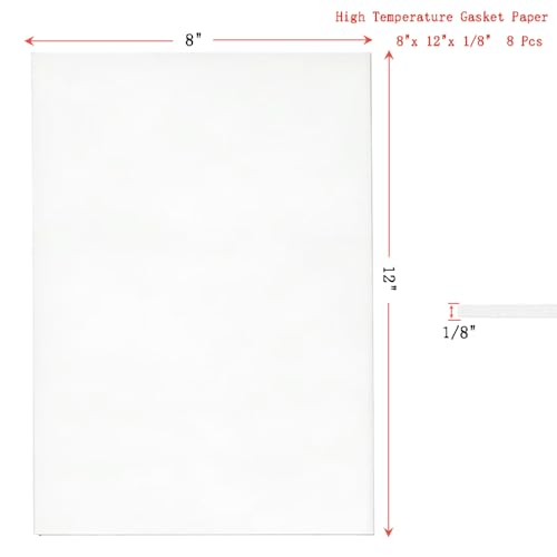 Ceramic Fiber Paper,High Temperature Gasket Paper,8"x 12"x 1/8" Thick 8 Pcs - size: 8"x 12"x 1/8"‑ 8 Pcs