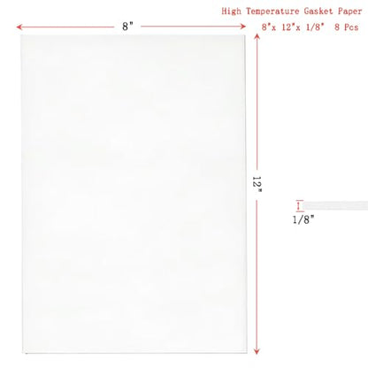 Ceramic Fiber Paper,High Temperature Gasket Paper,8"x 12"x 1/8" Thick 8 Pcs - size: 8"x 12"x 1/8"‑ 8 Pcs