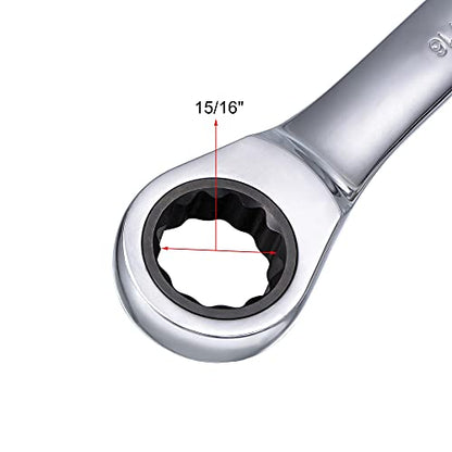 uxcell 15/16 Inch Ratcheting Combination Wrench SAE 72 Teeth 12 Point - size: 15/16"