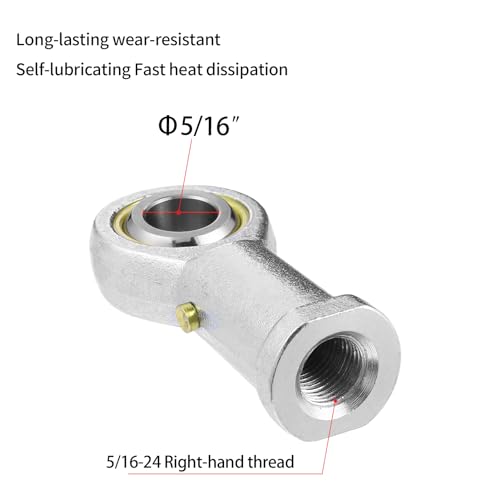 2Pcs PHSB5 Rod End Bearing 5/16 Inch Bore Pre-Lubricated 5/16-24 Female Thread Right Hand Heim Joint with Jam Nuts - size: 5/16, style: Right Hand