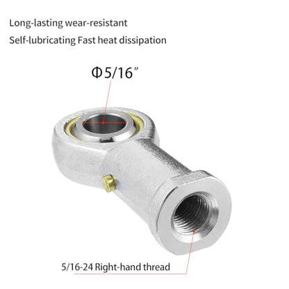 2Pcs PHSB5 Rod End Bearing 5/16 Inch Bore Pre-Lubricated 5/16-24 Female Thread Right Hand Heim Joint with Jam Nuts - size: 5/16, style: Right Hand