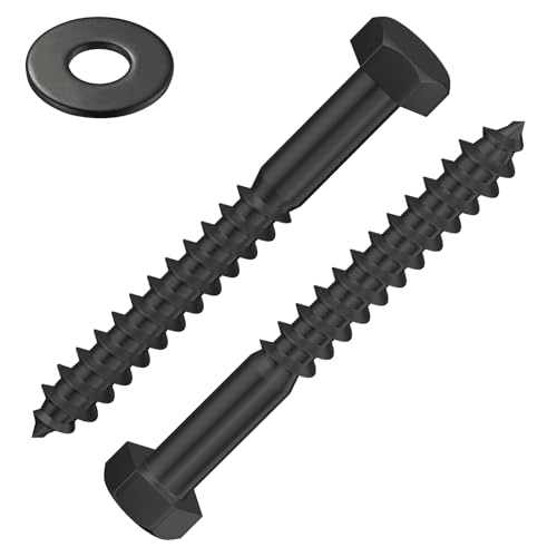 Wensilon Lag Screws Wood Screws (22PCS, 1/2"x2", Black) Hex Head Lag Bolts,(12x50) Heavy Duty Lag Screws,304 Stainless Steel Bolts 18-8 - color: Black, size: 1/2"x2"