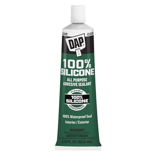DAP All Purpose 100% Silicone Adhesive Sealant, Clear, 2.8 oz (7079800755) - size: 2.8 oz