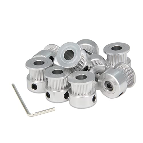10pcs/Set GT2 Pulleys Wheel 20 Teeth 6.35mm Bore Aluminum Timing Belt Idler Pulleys for 3D Printer 6mm Width Timing Belt (20T-6.35mm Bore-Silver) - size: 20T-6.35mm Bore-Silver