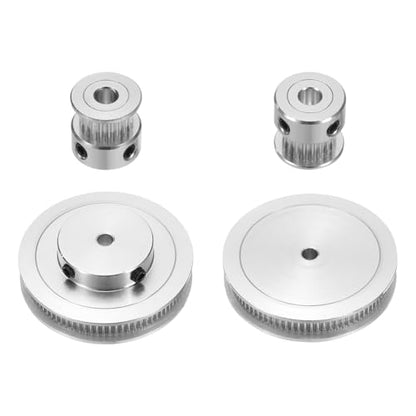 uxcell 2 Set GT-2 Synchronous Wheel 20&80 Teeth 5mm Bore, Aluminum Alloy Timing Pulley Wheel with 2Pcs Length 200mm, Width 6mm Belt for 3D Printer, CNC Machine (20-80T-5B-6)