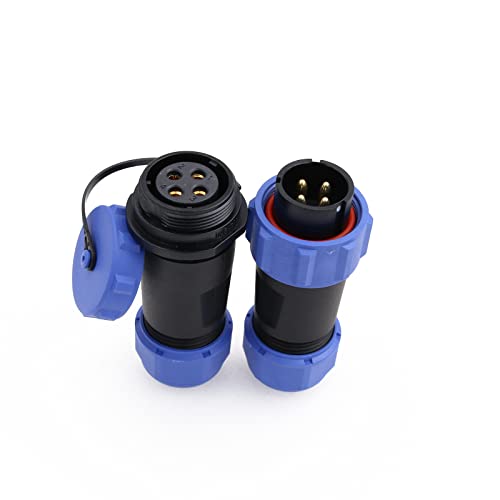 SZRMCC SP21 Waterproof Connector IP68 Circular Aviation Plug Socket in Line High Voltage Industrial Power Cable Connector for LED Lighting/Marine/Automotive Outdoor Devices (4Pin 30A) - size: 4Pin 30A