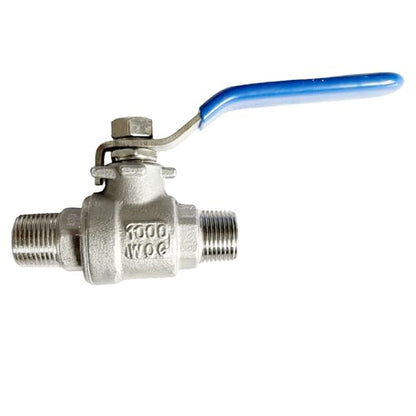 3/8 inch Male to Male Thread Ball Valve 304 Stainless Steel Full Port NPT Thread Ball Valves WOG1000 - size: 3/8 Inch