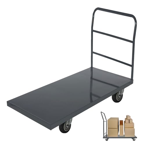 Heavy Duty Platform Truck Moving Flatbed Cart, Steel Flatbed Cart for Luggage Moving, Shopping, 48"x24"Push Dolly, 2000 LBS Dolly Cart Flatform with Wheels and Handle (48"x24") - size: 48"x24"