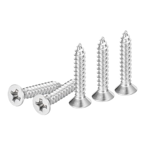 DTGN 100Pcs M3.5x20mm Flat Head Wood Screws, 304 Stainless Steel Phillips Self Tapping Screws - Good for Woodworking, Furniture - Silver - size: M3.5x20mm