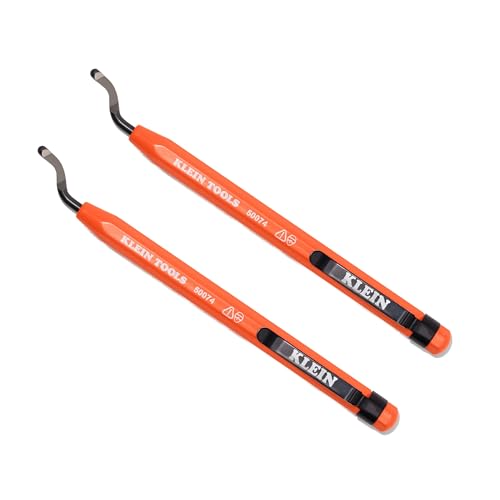 Klein Tools 50074 2-Pack Pipe Reamer Pen, Deburring Tool for PVC and Metal Conduit, Free-Spinning Blade, Pocket Clip Storage, Professional Reamer Tool