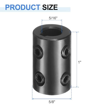 uxcell Shaft Coupling, 5/16" Bore 5/8" OD 1" Length Black Oxide Plated ASTM1045 Steel Rigid Coupling for 3D Printers Motor Wheel(4 Set Screws) - size: 5/16" Bore 5/8" OD 1" Length