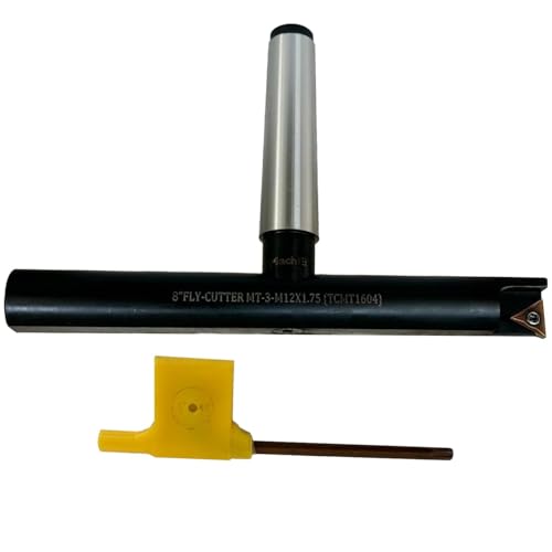 MachEl New Balanced Design 8″ Fly Cutter Indexable Type with MT-3 Shank (M-12/1.75 Drawbar Thread) Single Insert Face Milling Cutter TCMT1604 Insert Included Torx Screw & Star Key Included - size: 8" Fly Cutter MT-3 Shank (M-12/1.75)
