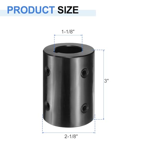 uxcell Shaft Coupling, 1-1/8" Bore 2-1/8" OD 3" Length Black Oxide Plated ASTM1045 Steel Rigid Coupling for 3D Printers Motor Wheel(4 Set Screws) - size: 1-1/8" Bore 2-1/8" OD 3" Length