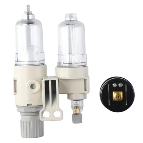1/4" NPT Compressed Air Filter, AFC2000 Dual Unit AFR Pressure Regulator Regulator Lubricator Combo Pneumatic Air Dryer for Compressor,Water Oil