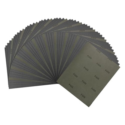 50Pcs Sand Paper 9x11Inch 400Grit Silicon Carbide Sandpaper Sheets - size: 400 Grits