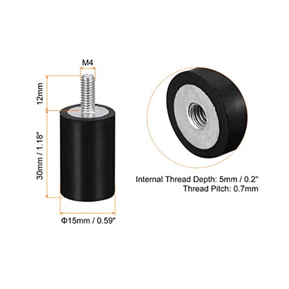 uxcell Rubber Mounts 8pcs M4 Male/Female Vibration Isolator Shock Absorber, for Garage Motor Air Compressor Car Boat Bobbins, D15mmxH30mm - size: M4x15mmx30mm