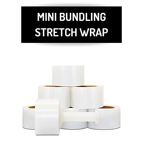 PSBM 684 Rolls 3 Inch x 1000 Feet Mini Stretch Film/Wrap with Plastic Handle, Industrial Strength Clear Shrink Plastic Wrap for Moving, Packing, Shipping, Bundling & Storage - size: 3 Inch, style: 684 Rolls