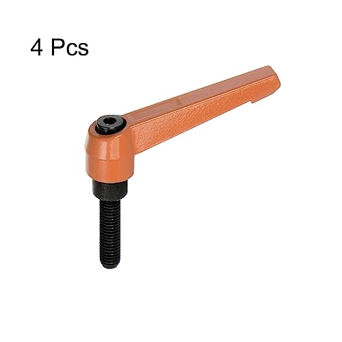 HARFINGTON 4pcs Adjustable Clamping Lever Handles M8 x 40mm Male Thread Bolt Knobs Rotating Screw Locking Quick Release Ratchet Push Button Handle, Orange - size: M8 x 40mm