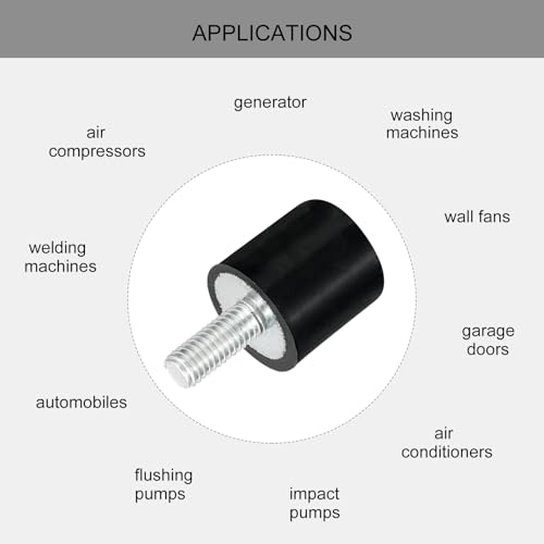 uxcell M5 Thread Rubber Mounts, Vibration Isolators, Cylindrical Shock Absorber with Studs 15 x 15mm 8pcs - size: M5x15x15mm
