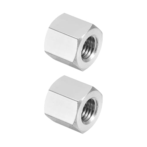 PATIKIL M8x1 Pitch 304 Stainless Steel Hex Coupling Nuts, 2 Pcs 12mm / 0.47" Length Fully Threaded Rod Coupling Nut Studding Connector Fasteners, Silver Tone - size: M8-1 x 12mm