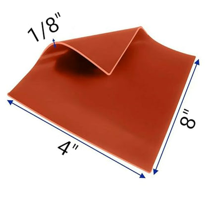 JTS 1/8" Silicone Rubber Sheet High Temp Solid Red/Orange Commercial Grade 4" X 8" Square Made in USA