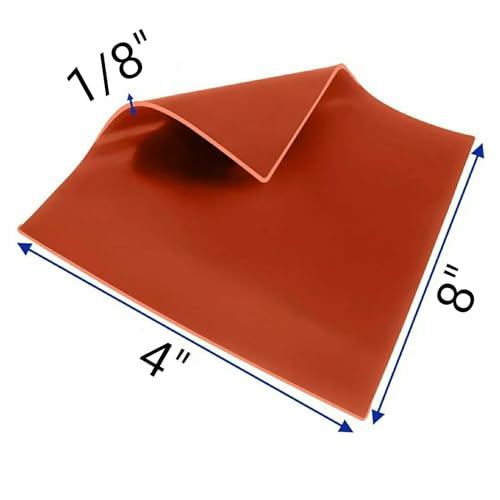 JTS 1/8" Silicone Rubber Sheet High Temp Solid Red/Orange Commercial Grade 4" X 8" Square Made in USA