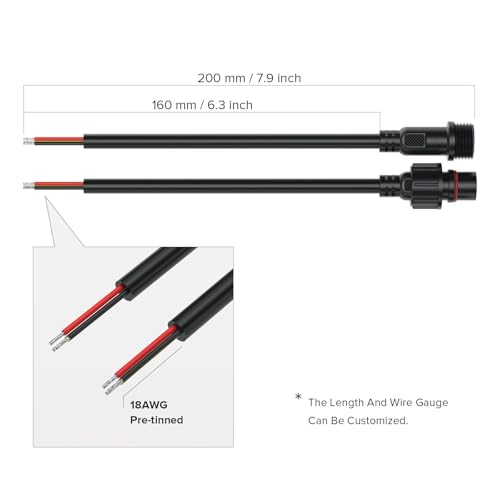 BTF-LIGHTING 3 Pin Electrical Connector 18AWG IP65 Male Female Connector 7.87in/20cm Extension Cable for Car,Truck,Boat,Indoor/Outdoor LED Strip Lights/String 22mm Nut Big Size 5 Pairs - size: 3 PIN Big Size