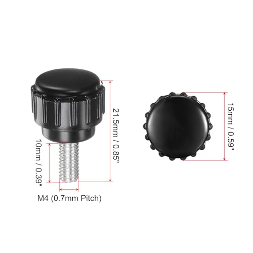 uxcell 8pcs Knurled Clamping Knobs M4 x 10mm Metric Male Thread 15mm Head - size: M4 x 10mm x 15mm