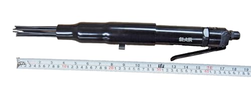 SLAIR 18" Pneumatic Needle Scaler - 5000 BPM with 19 Heat-Treated Needles, Removes Paint, Rust & Welding Slag - Adjustable Bayonet Lock, 1/4" NPT Air Inlet (Includes Oil Can & Connector, Model XX558)