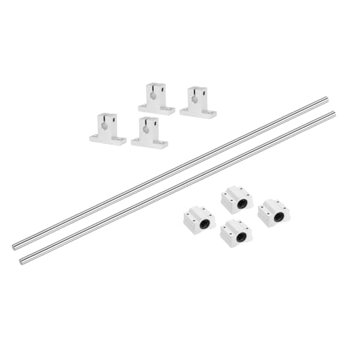 uxcell 2 Pcs 8mm x 600mm Linear Motion Rail Shaft Slide Guide with 4 Pcs SCS8UU Bearings and 4 Pcs SK8 Rail Support Linear Motion Rod Shaft Guide Set for CNC Machine 3D Printer, Silver - size: 600mm