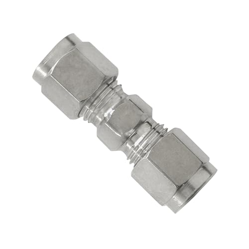Stainless Steel 304 Compression Union 8mm x 8mm Tube OD Fitting 2pc - size: 8 mm OD