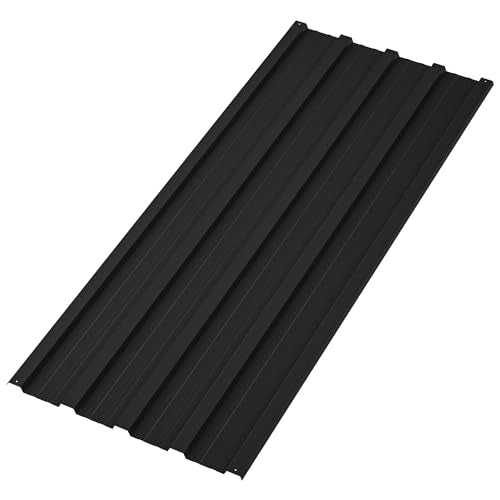 Metal Roof Panels 20 Pcs Roofing Panels Galvanized Steel with Screw Resistant,Versatile and Durable Suitable for Garages,Sheds, Stables and Mobile Homes Black 99 sq.ft - color: Black, size: 20pcs/L42.52"