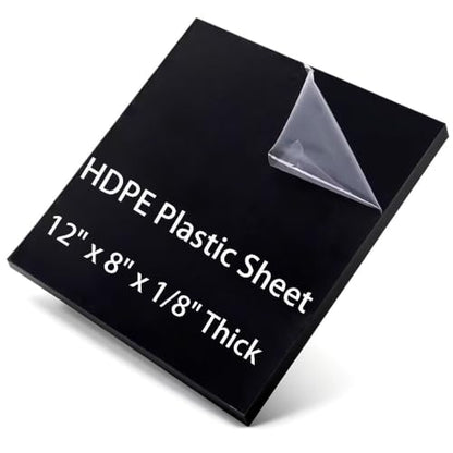 1 Pack Black HDPE Plastic Sheet 1/8" Thick - 12" X 8",High Density Polyethylene Sheet for DIY,Fabrication,Waterproof,Durable - color: Black, size: 12"x8"x1/8"
