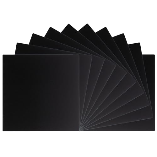 10 Pcs 8”X8” Black Opaque Rigid Plastic Sheet, 0.02 inch Thick PVC Sheet 200mm x 200mm for Office DIY Cutting - color: Black