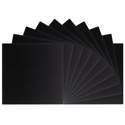 10 Pcs 8”X8” Black Opaque Rigid Plastic Sheet, 0.02 inch Thick PVC Sheet 200mm x 200mm for Office DIY Cutting - color: Black