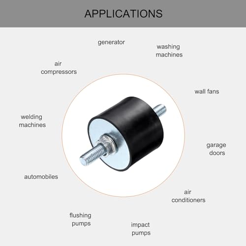 uxcell 4pcs M8x23mm Rubber Isolator Mounts with Studs 40x30mm Male Vibration Shock Absorber Zinc Plated Cylindrical Thread Mounts Anti Vibration Isolators with 8pcs M8 Lock Nuts - size: VV-D40*H30, M8*23