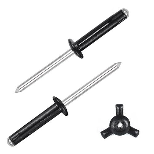 ALLCLEAN 3/16" x 1" Tri-Fold Rivets Assortment - 120Pcs,Black Tri-fold Exploding Pop Rivets Solid Aluminum Tri Grip Rivets Bulb Style Rivets for Kayak Marine Boat - color: Black, size: 3/16"x1"-120pcs