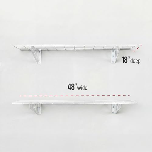 SafeRacks Steel Garage Wall Shelves 2-Pk w/Hooks, 500lb, White (18x48) - color: White, size: 18"x48" (2-Pack)