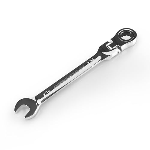 Egofine 7/16 Inch Ratchet Wrench Flex Head, Ratcheting Combination Wrench SAE, Industrial Grade Gear Spanner with 12 Point Box End, 72-Teeth Ratchet, Chrome Vanadium Steel - style: 7/16"