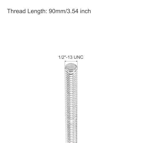 MECCANIXITY Fully Threaded Rod 1/2"-13 UNC Thread Pitch 304 Stainless Steel Right Hand Threaded Rods Bar Studs,3.54 Inch 4 Pack - size: 1/2"-13 UNC x 3.54 inch